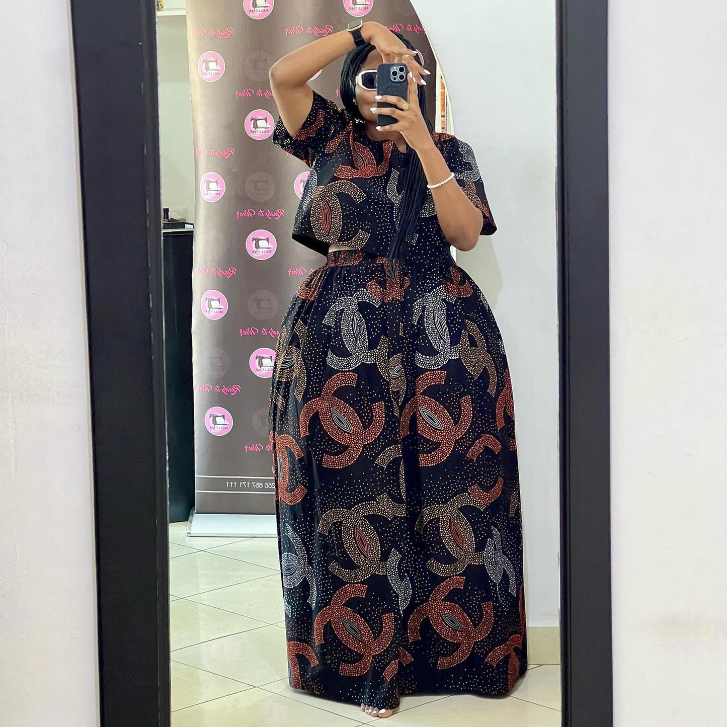 GY (S-3XL) S10710 printed loose wide leg loose loose trousers two-piece set