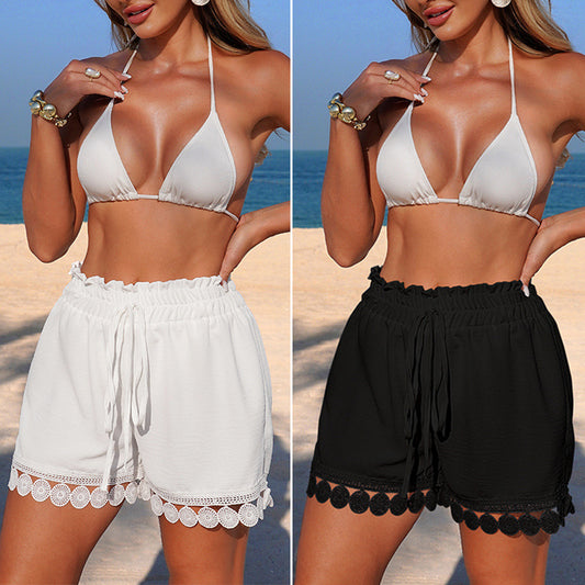 CYB pendant beach pants pleat and waisted drawstring strap shorts