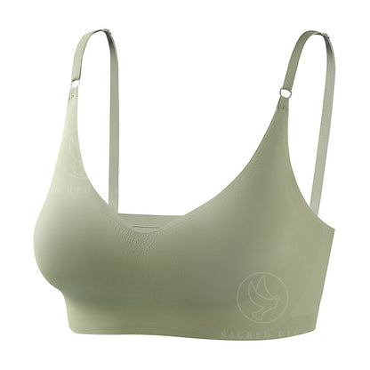 Plus size traceless adjustable push up underwear V-neck without steel ring bra bra thin mould Cup
