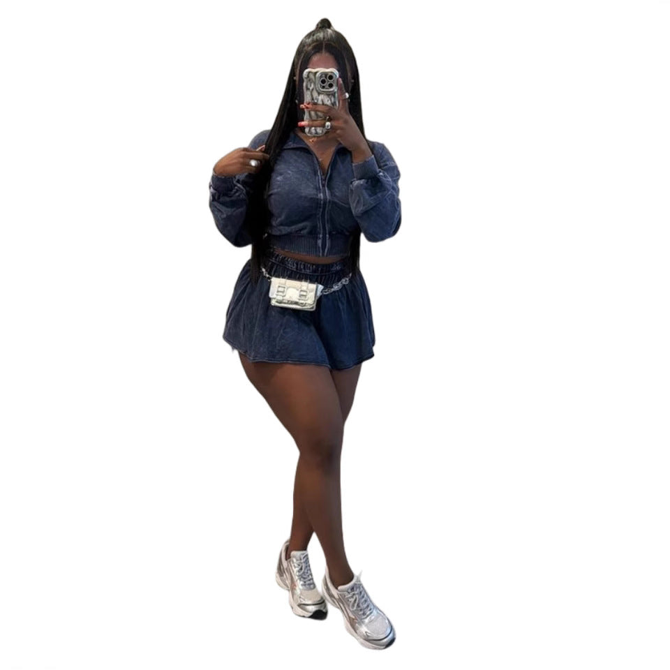MZ (S-2XL) MZ88612 pure cotton elastic-force jacket skirt outfit
