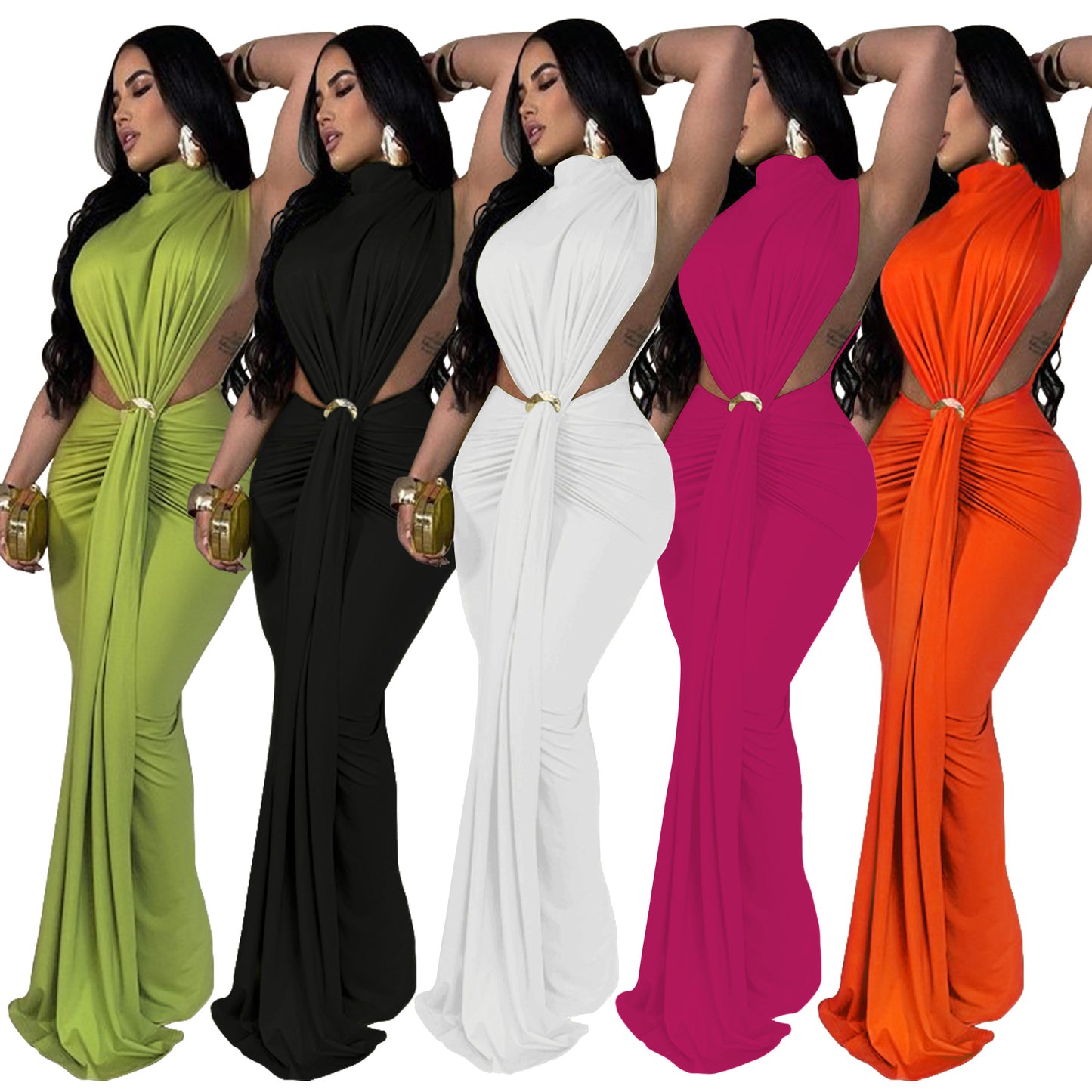 MYF (S-2XL) K10772 dress split sleeveless dress