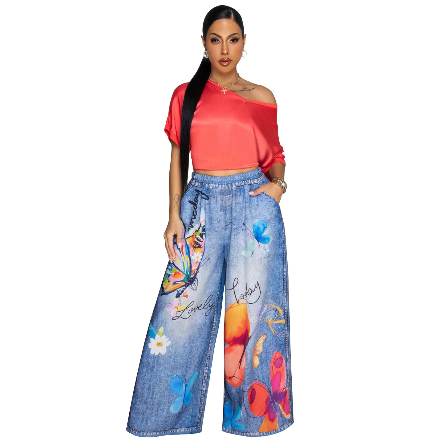MYF (S-2XL) 10833 wide leg pants casual women's pants