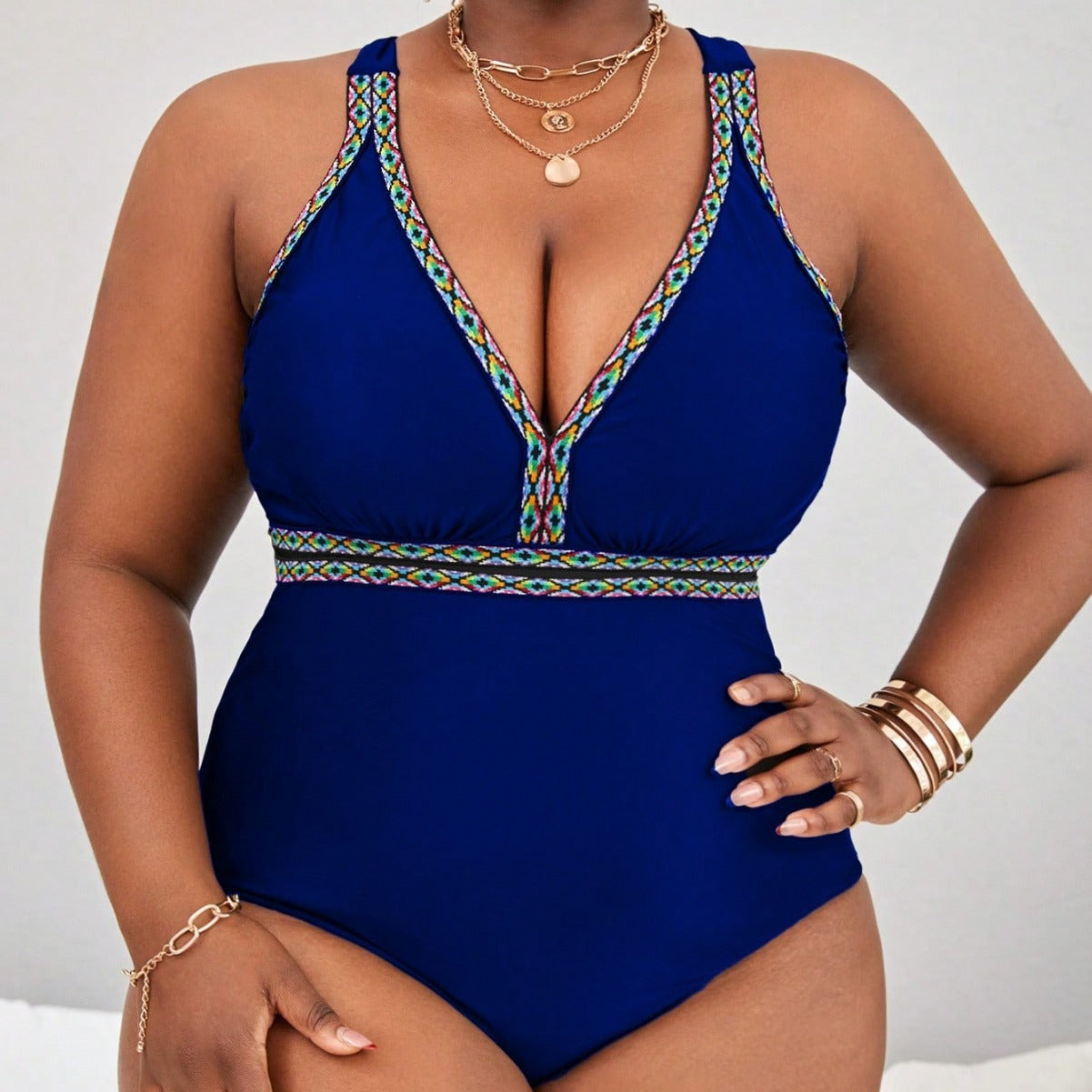 LF (L-4XL) bikini sexy suit one-piece solid color multi-color plus size swimsuit