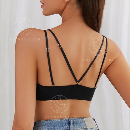 Seamless thin breathable front button underwear large size adjustment wireless bra