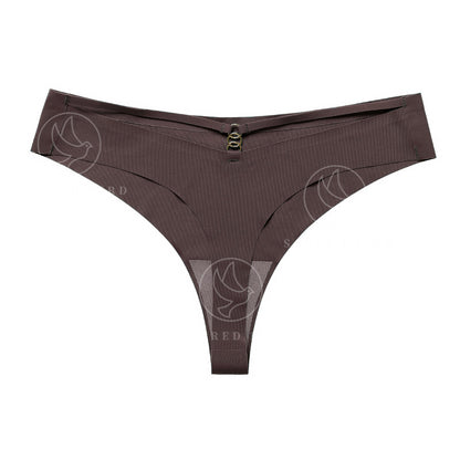 T-shaped panties seamless Ice Silk one-piece Sports yoga plus size metal ring T-back