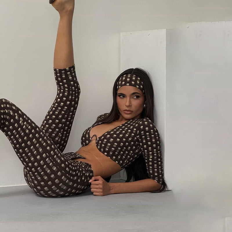 SXR K6S11676A summer midriff-baring top slim-fit trousers suit