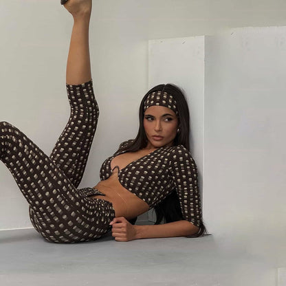 SXR K6S11676A summer midriff-baring top slim-fit trousers suit