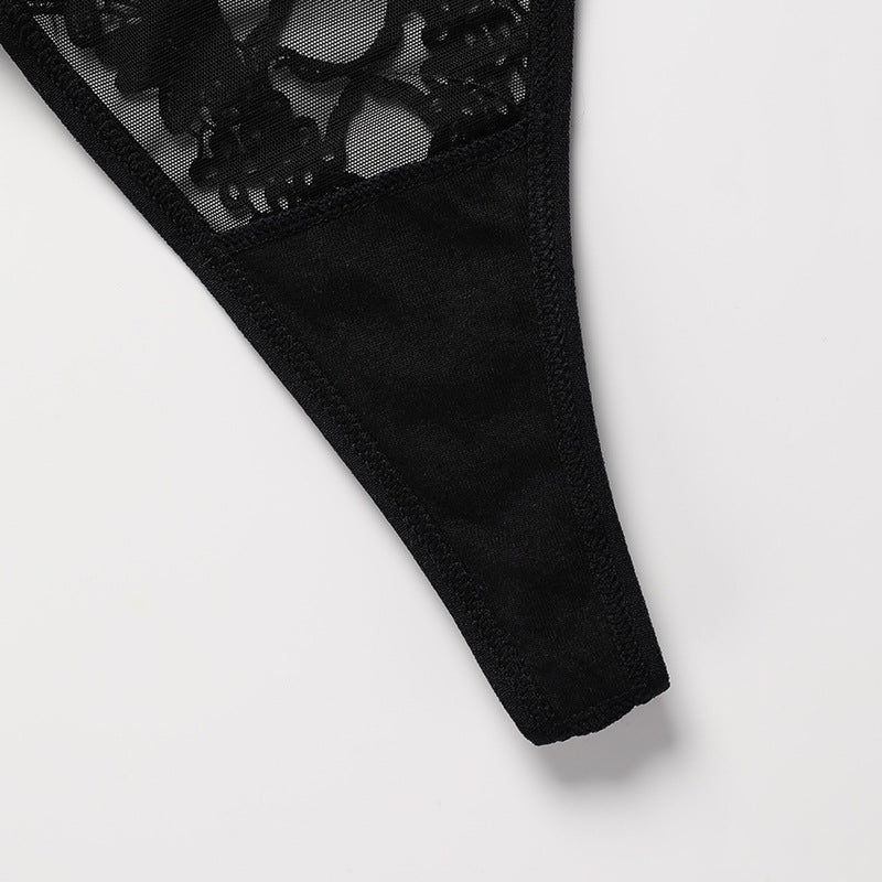 Thin strap sexy T-shaped panties less yoga sports underwear lace large size cotton crotch T-back