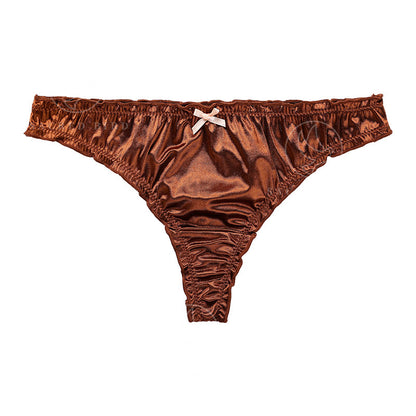 Satin cotton crotch t-back sexy t-back breathable low waist quick-drying