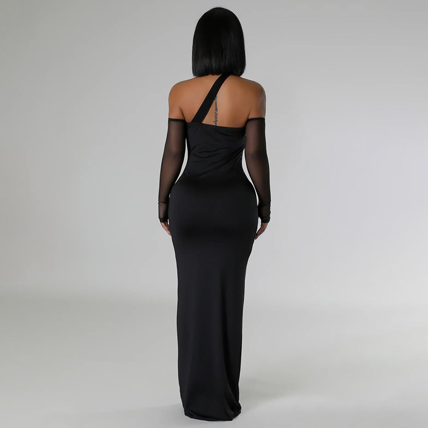 MYF (S-2XL) 20045 see-through mesh patchwork dress