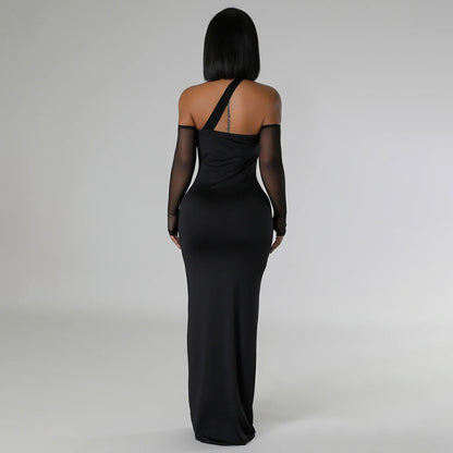 MYF (S-2XL) 20045 see-through mesh patchwork dress