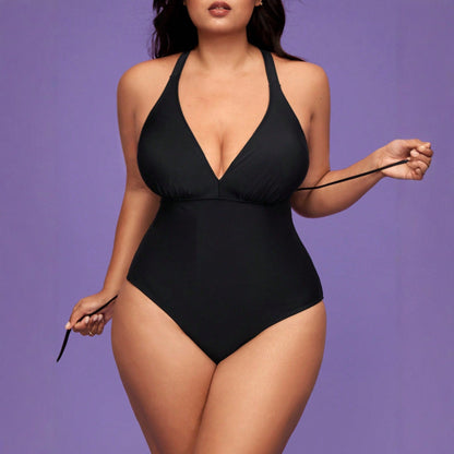 CL (L-4XL) 2026 plus size swimsuit one piece height waistline sexy cross sling adjustable