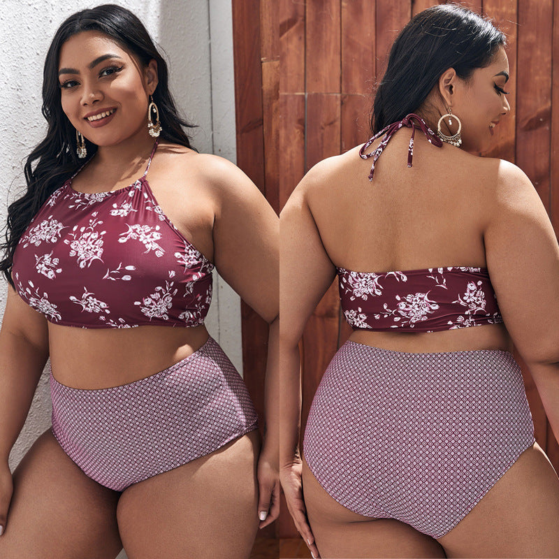 LF (L-4XL) swimsuit women's sexy split bikini floral plus size plus-sized