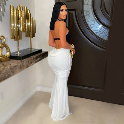 XYZ C7573v collar arm covering split backless dress