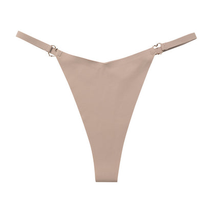 Thin belt low waist love ring seamless ice silk T-shaped Panties Plus size cotton crotch T-back