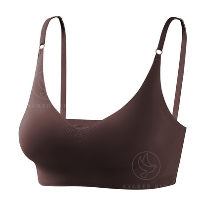 Plus size traceless adjustable push up underwear V-neck without steel ring bra bra thin mould Cup