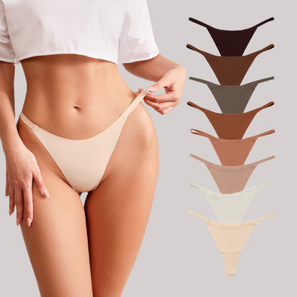 Low waist Ice Silk seamless T-back grinding cotton crotch T-shaped quick-drying
