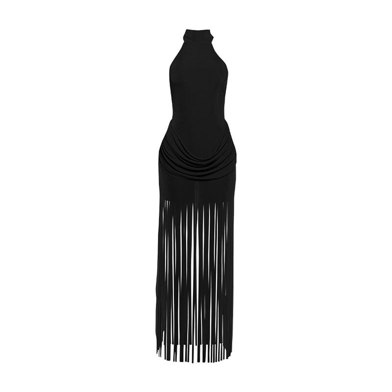 SXR K25D88894 spring flow Su design halter backless dress