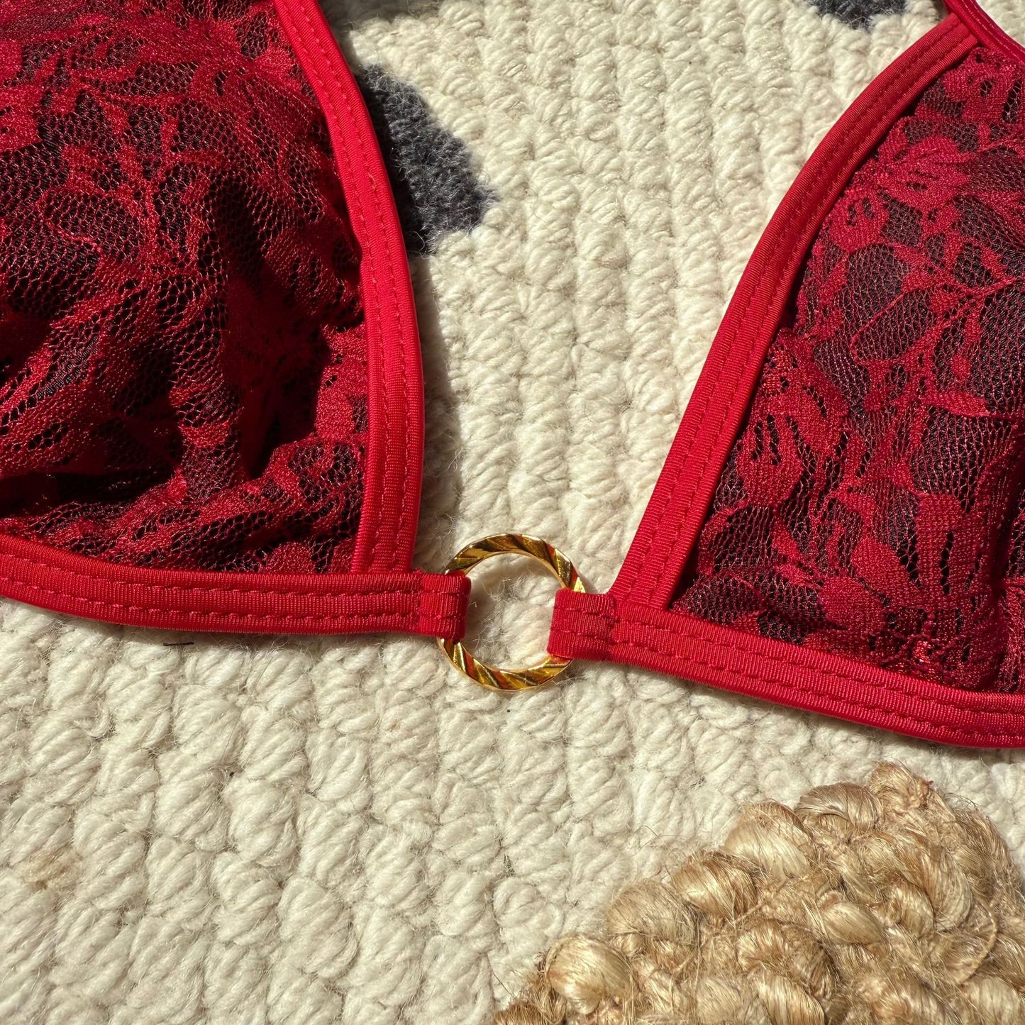 (4 days ready to ship) SY lace triangle bikini strap halter three-point