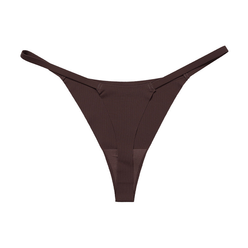 Low waist Ice Silk seamless T-back grinding cotton crotch T-shaped quick-drying
