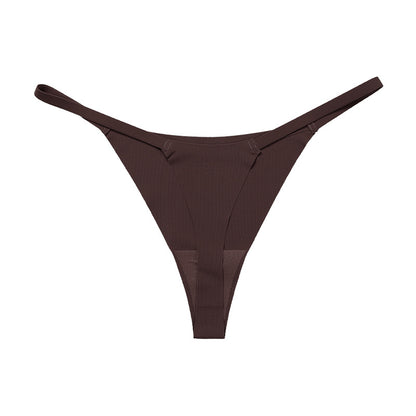 Low waist Ice Silk seamless T-back grinding cotton crotch T-shaped quick-drying