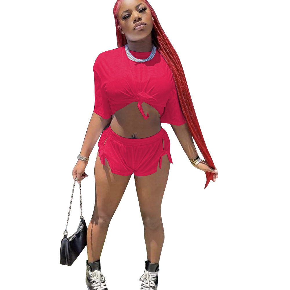 MZ (S-2XL) F88441 slit lace-up sportswear