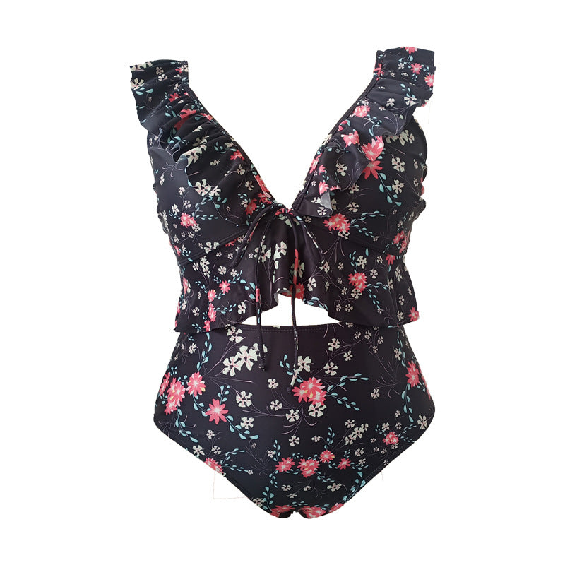 LF (L-4XL) 2026 swimsuit female split triangle ruffled large size for girl