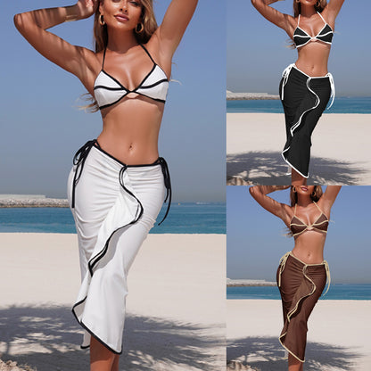(4 days ready to ship) SY three-piece long skirt bikini