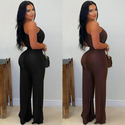 XYZ C7578 casual shoulder sleeveless sheath wide-leg jumpsuit