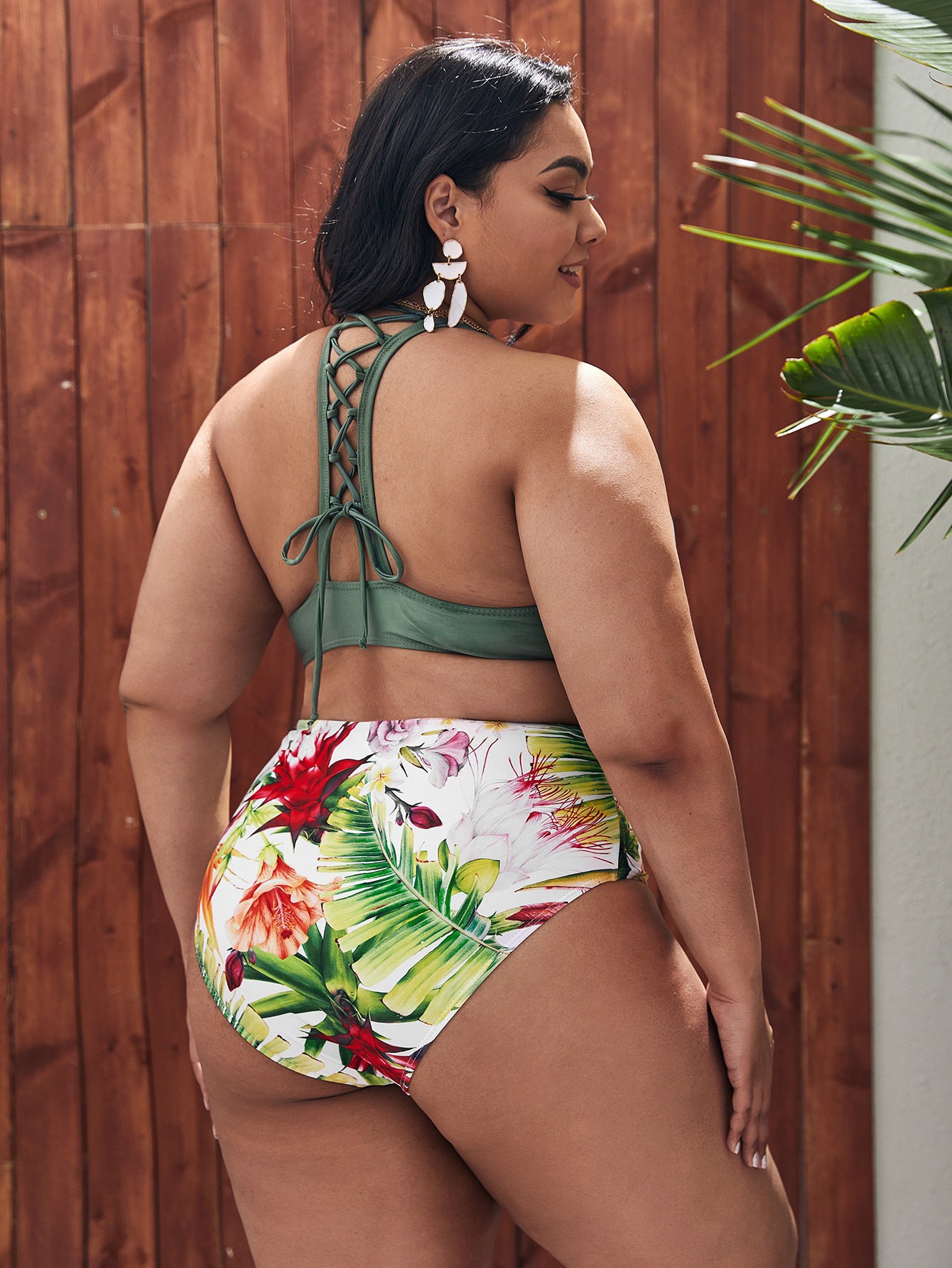 LF (L-4XL) swimsuit women's split sexy plus size floral