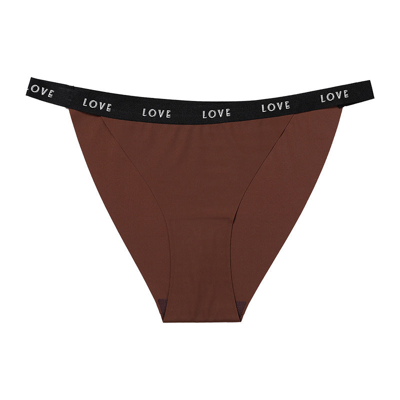 Letter waist edge Seamless ice silk cotton crotch underwear briefs breathable quick-drying nude feel