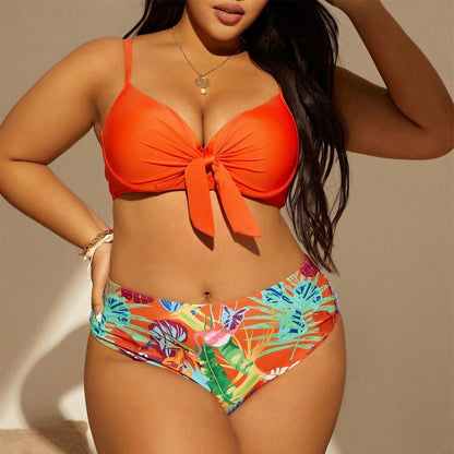 LF (L-4XL) bikini sexy suit split color printing plus size swimsuit