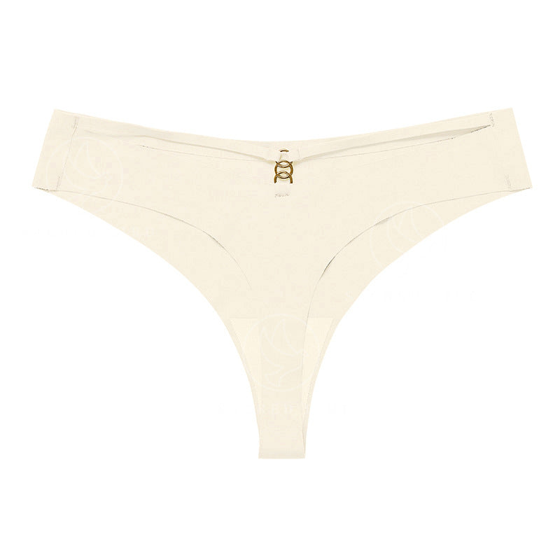 T-shaped panties seamless Ice Silk one-piece Sports yoga plus size metal ring T-back