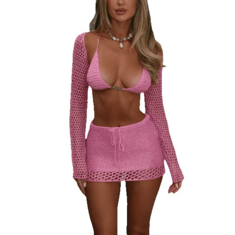 CYB skirt long sleeve beach suit sequined glitter Yarn Knitting suit