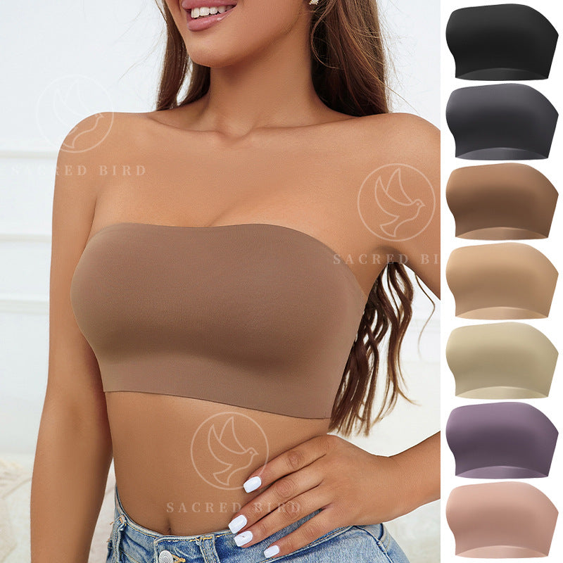 Traceless plus size anti-shedding less tube top off-shoulder tube top push up underwear