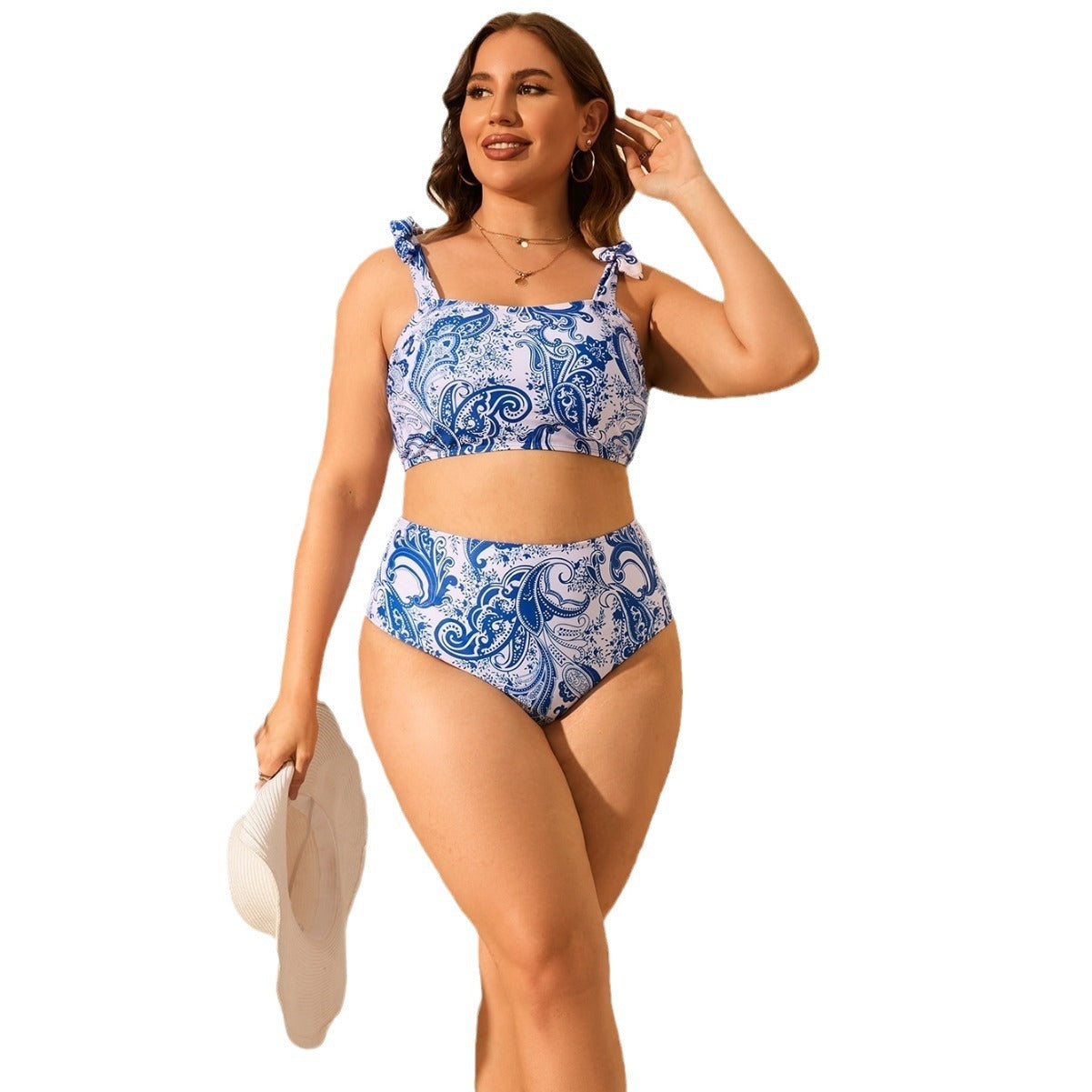 LF (L-4XL) bikini sexy suit split color printing plus size swimsuit