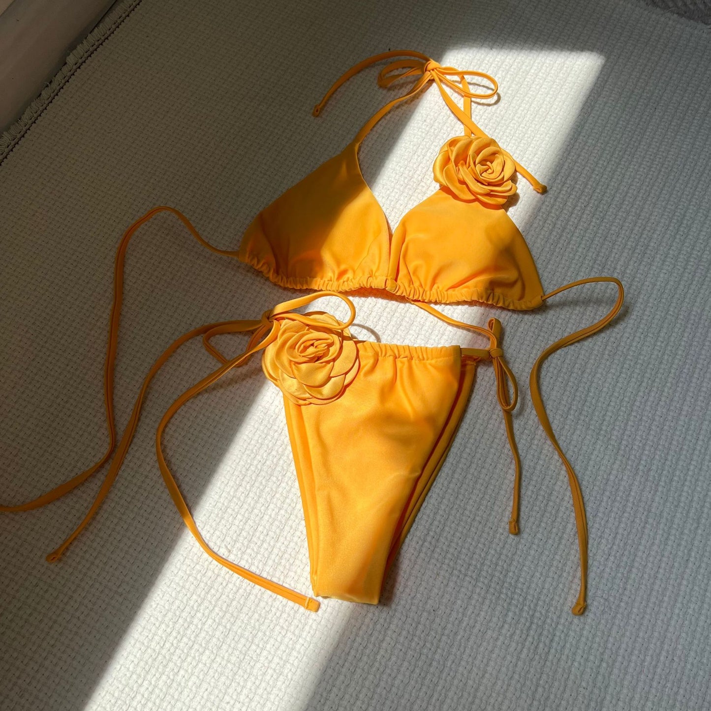 (4 days ready to ship) SY rose drawstring strap split bikini