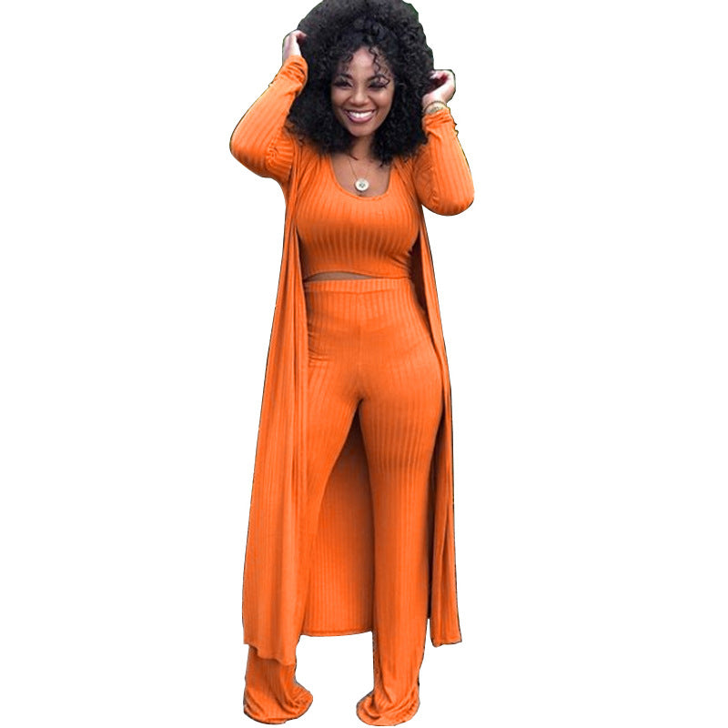 MYF (S-2XL) high elastic sunken stripe three-piece suit