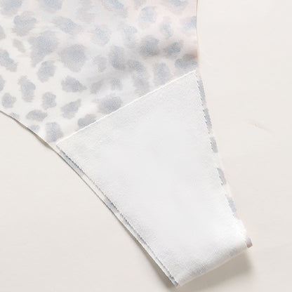 Leopard print color matching seamless thin ice silk one-piece sexy T-shaped low waist plus size T-back