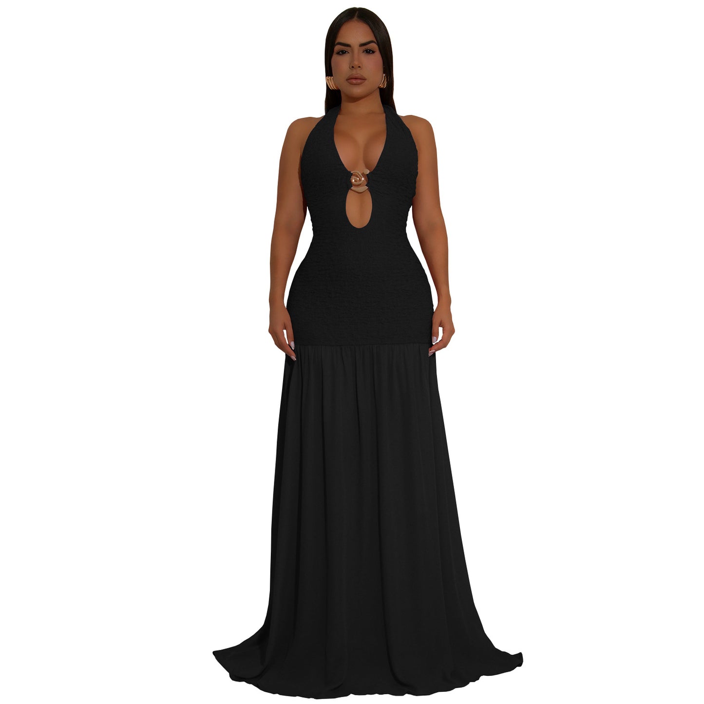 XYZ C7562 hollow-out halter backless dress