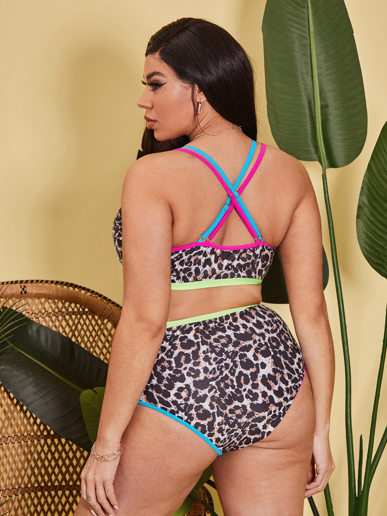 LF (L-4XL) swimsuit women's sexy split bikini leopard print plus size plus-sized
