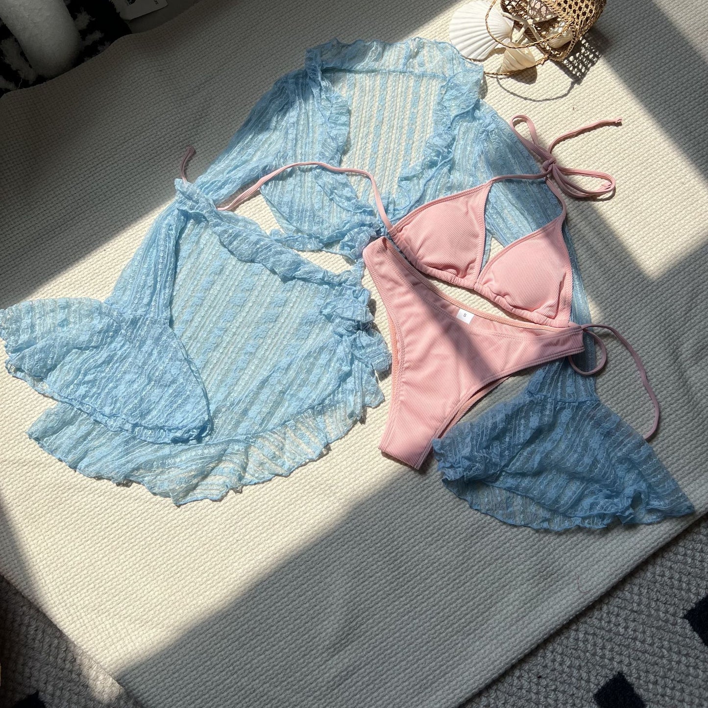 (4 days ready to ship) SY lace mesh four-piece bikini