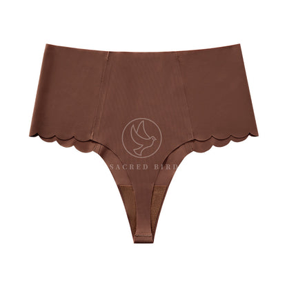 Seamless wavy edge invisible yoga T-shaped hip-shaping high waist large size T-back