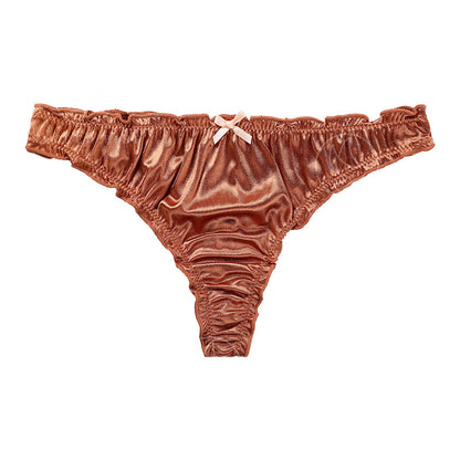 Satin cotton crotch t-back sexy t-back breathable low waist quick-drying