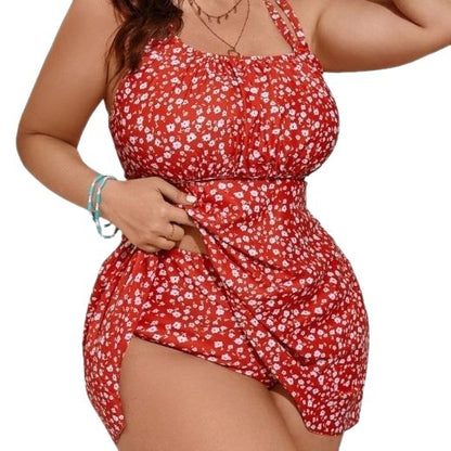 CL (L-4XL) plus size swimsuit women's split printed dress women's Boyshorts
