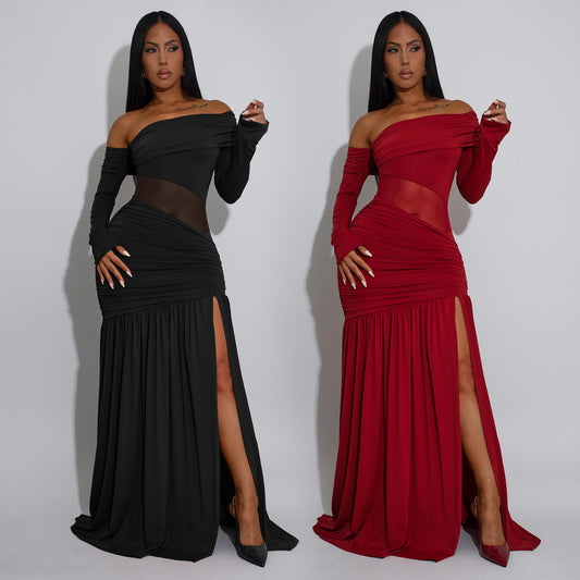 XYZ C7561 tube top long sleeve split arm covering dress