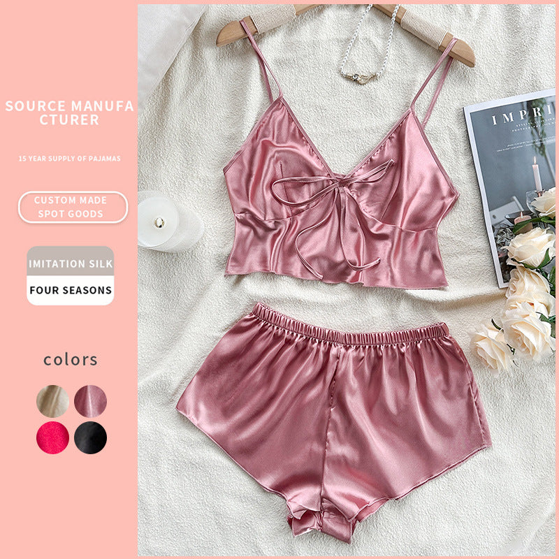 DNL silk underwear ice silk sling apron shorts suit