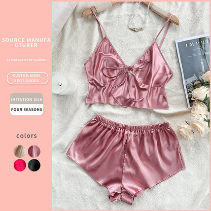 DNL silk underwear ice silk sling apron shorts suit