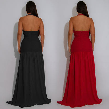 XYZ C7562 hollow-out halter backless dress