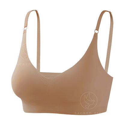 Plus size traceless adjustable push up underwear V-neck without steel ring bra bra thin mould Cup